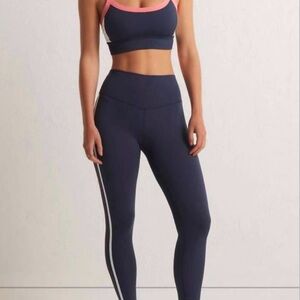 Z Supply Blue Leggings with High Waist and Sporty Stripe